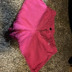 Pink denim shorts